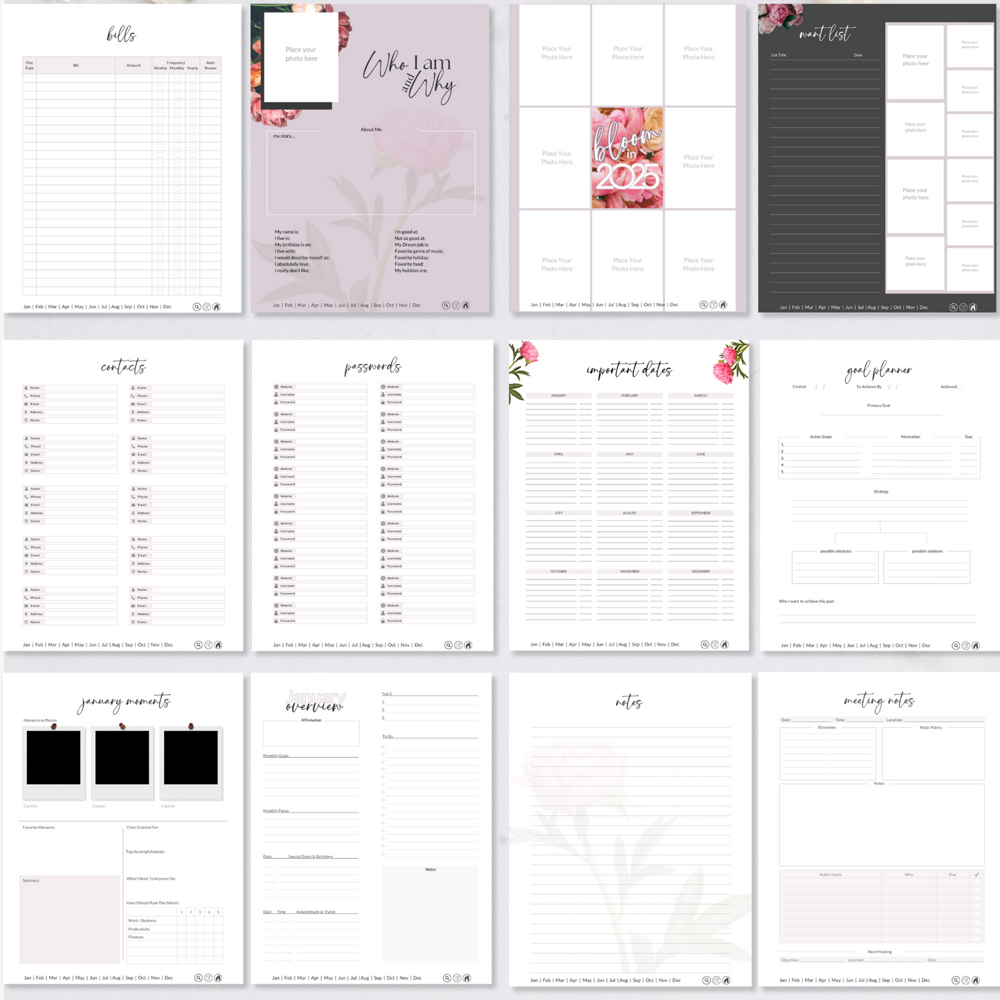 BLOOM in 2025 Customizable Digital Life Planner